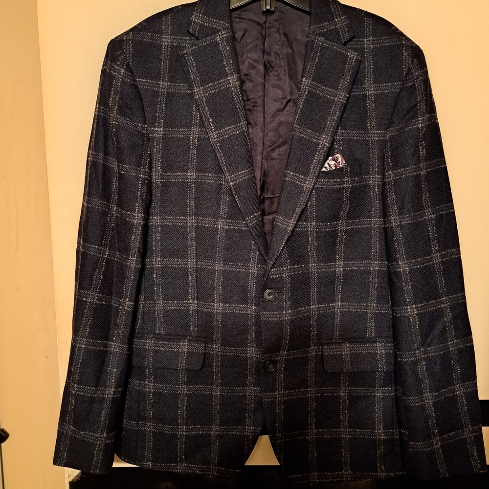 Men's Navy Checkered Blazer